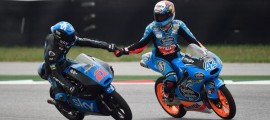 Romano Fenati monte sur le podium, Alex Rins échoue de nouveau. (Photo : SKY VR46)