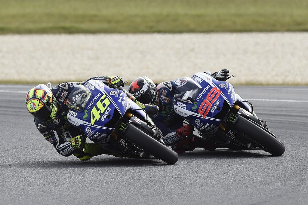 Jorge Lorenzo et Valentino Rossi en tête du vendredi à Phillip Island. (Photo : Yamaha)